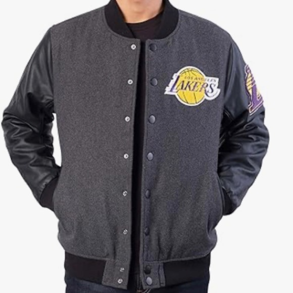 LA Lakers NBA Black Gray Varsity Jacket